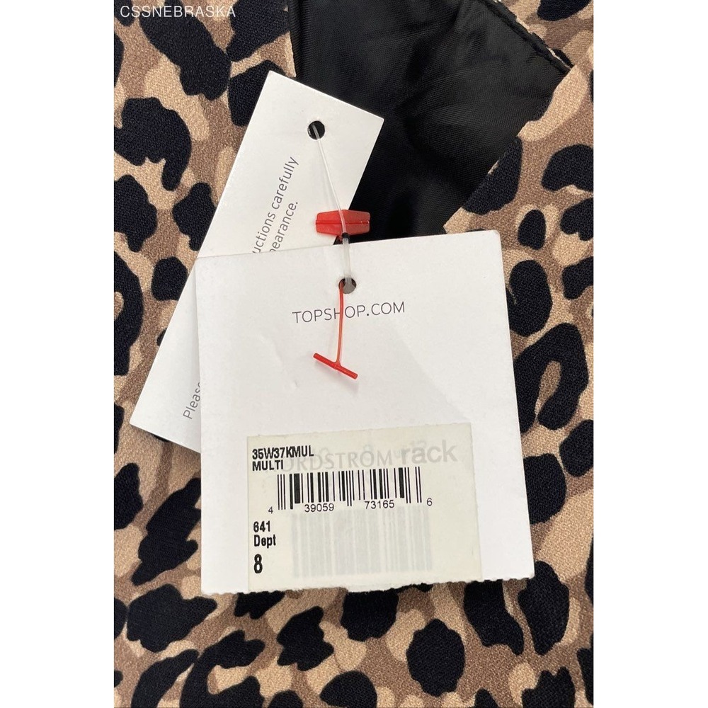 Topshop Brown Leopard Print Pencil Dress - Size‎ 8 - Picture 4 of 5